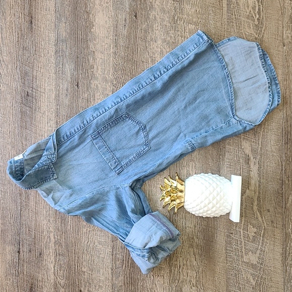 Cloth & Stone Button Down Top - Distressed Denim - Picture 2 of 10